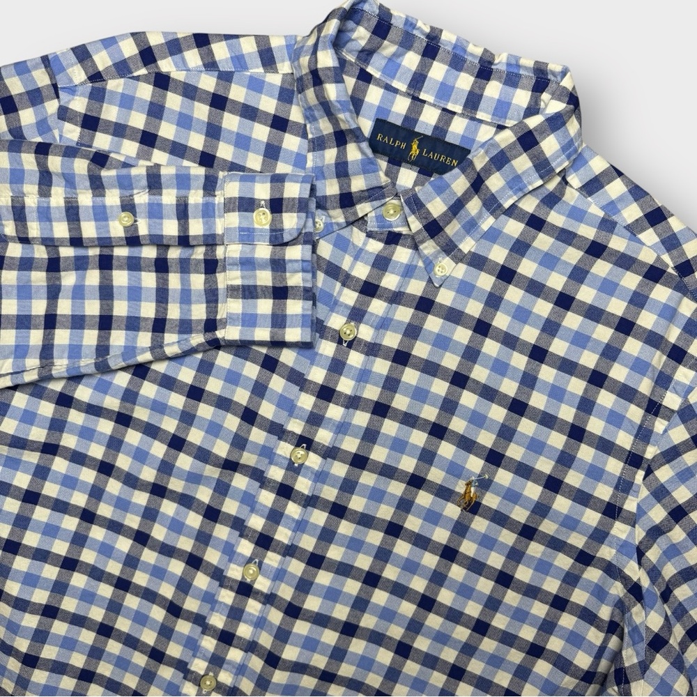 Ralph Lauren Men’s‎ L Blue White Check Oxford Cotton Classic Fit Shirt